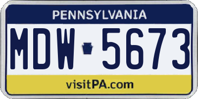 PA license plate MDW5673