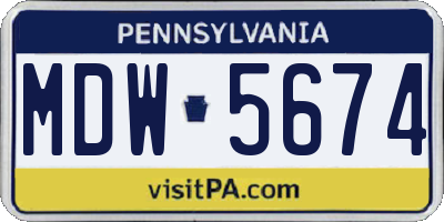 PA license plate MDW5674