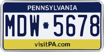 PA license plate MDW5678