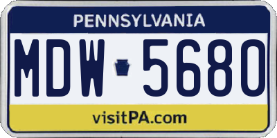 PA license plate MDW5680