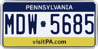 PA license plate MDW5685