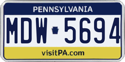 PA license plate MDW5694