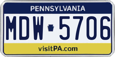 PA license plate MDW5706