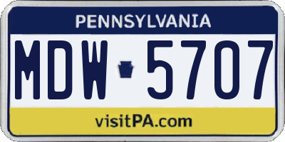 PA license plate MDW5707