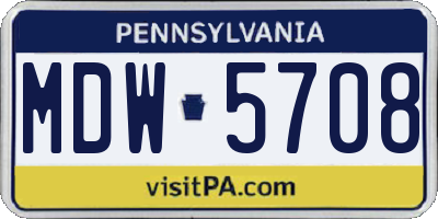 PA license plate MDW5708