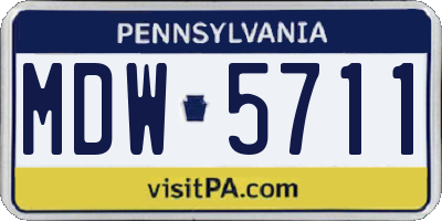 PA license plate MDW5711