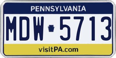 PA license plate MDW5713