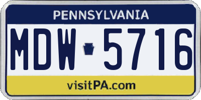 PA license plate MDW5716