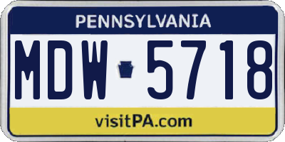 PA license plate MDW5718