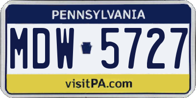 PA license plate MDW5727
