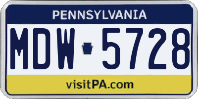 PA license plate MDW5728