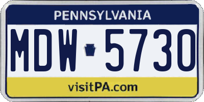 PA license plate MDW5730