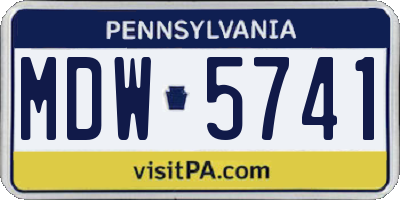 PA license plate MDW5741
