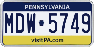 PA license plate MDW5749