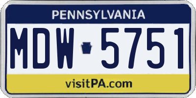 PA license plate MDW5751