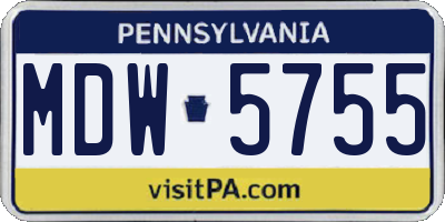 PA license plate MDW5755