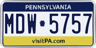 PA license plate MDW5757