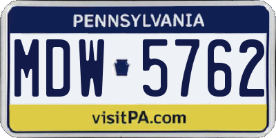 PA license plate MDW5762