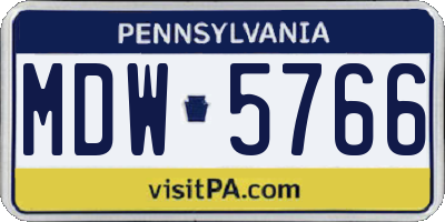 PA license plate MDW5766