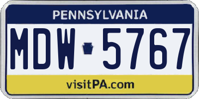 PA license plate MDW5767