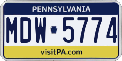 PA license plate MDW5774