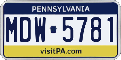 PA license plate MDW5781