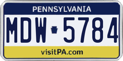 PA license plate MDW5784
