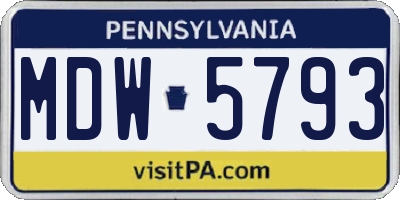 PA license plate MDW5793