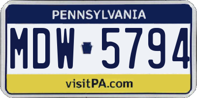 PA license plate MDW5794