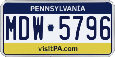 PA license plate MDW5796