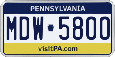 PA license plate MDW5800