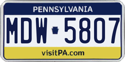 PA license plate MDW5807