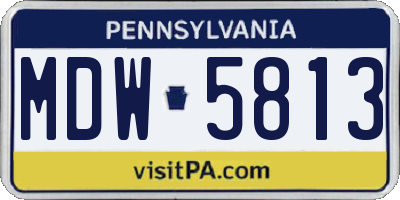 PA license plate MDW5813