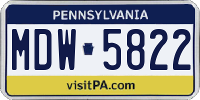PA license plate MDW5822