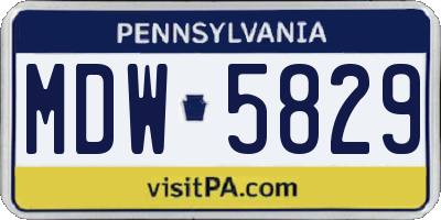 PA license plate MDW5829