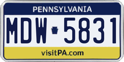 PA license plate MDW5831