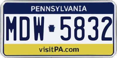 PA license plate MDW5832