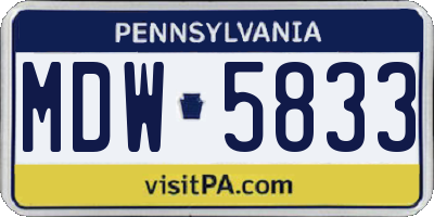 PA license plate MDW5833
