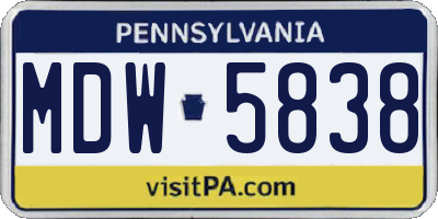 PA license plate MDW5838