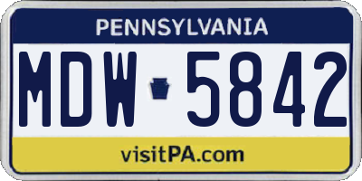 PA license plate MDW5842