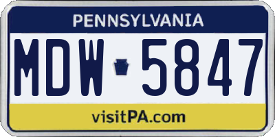 PA license plate MDW5847