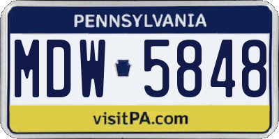 PA license plate MDW5848