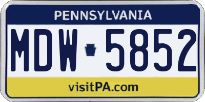 PA license plate MDW5852