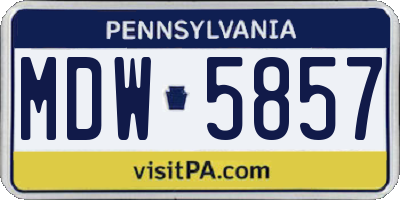 PA license plate MDW5857