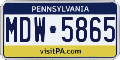 PA license plate MDW5865