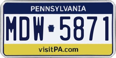 PA license plate MDW5871