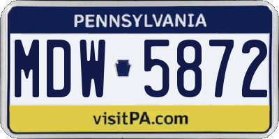 PA license plate MDW5872