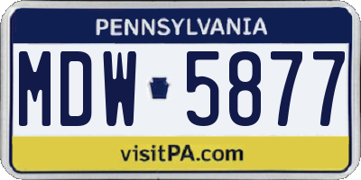 PA license plate MDW5877