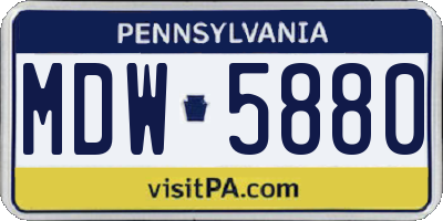 PA license plate MDW5880
