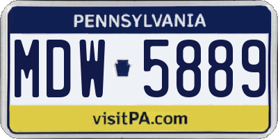 PA license plate MDW5889